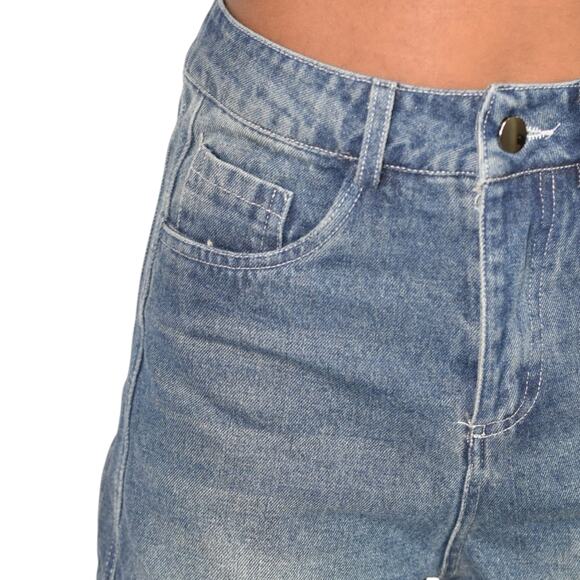 Barrel Leg Jeans Blue Balloon High Waist Medium Wash Baggy Wide Leg Ankle 25 26 - Picture 11 of 14